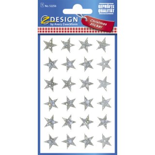 Avery Zweckform® Z-Design 52256, Weihnachtssticker, Sterne, 1 Bogen/24 Sticker