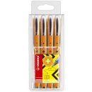 Tintenroller worker® fine, 0,3 mm, Kunststoffetui mit 4 Stiften