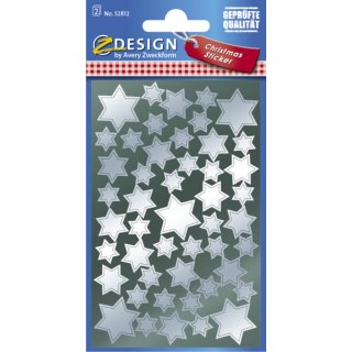 Avery Zweckform® Z-Design 52812, Weihnachtssticker, Sterne, 2 Bogen/96 Sticker