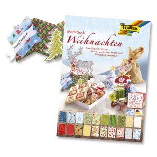 Folia Bastelblock Design Weihnachten III - 20 Blatt, 24 x 34 cm, sortiert