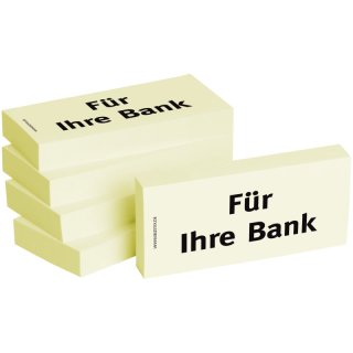 Bedruckte Haftnotizen - Text: Für Ihre Bank