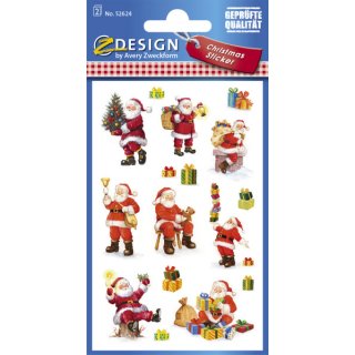 Avery Zweckform® Z-Design 52624, Weihnachtssticker, Weihnachtsmänner, 2 Bogen/30 Sticker