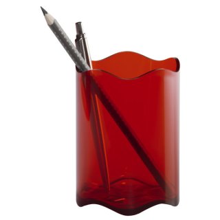 Stifteköcher TREND, 1 Fach, Polystyrol, 80 x 102 mm, transluzent rot