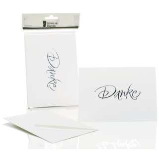 Briefkarte Danke - B6 HD, 5 Karten/5 Umschläge, weiß