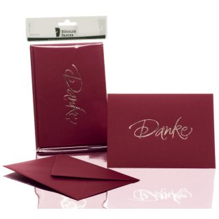 Briefkarte Danke - B6 HD, 5 Karten/5 Umschläge, rosso