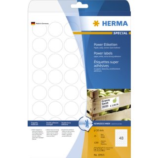 HERMA Etiketten weiß 30 mm extrem stark haftend Papier matt 1200 Stück