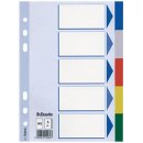 Esselte Plastikregister Blanko, A5, PP, 5 Blatt, farbig