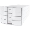 Schubladenbox IMPULS - A4/C4, 4 geschlossene Schubladen, weiß
