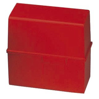 Karteibox DIN A8 quer - für 200 Karten mit Stahlscharnier, rot