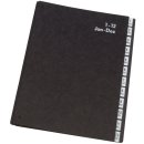 Pultordner Hartpappe - 1 - 12, 12 Fächer, Farbe schwarz