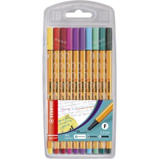 Fineliner point 88® - Etui, mit 10 Stiften, pastell
