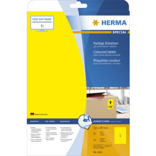 Herma 4421 Etiketten gelb 210x297 mm Papier matt 20 St. ablösbar