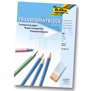 Transparentpapier - 80g, A4 Block, 25 Blatt