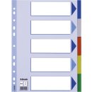 Register - blanko, A4, PP, 5-teilig + Deckblatt, farbig