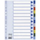 Register - blanko, A4, PP, 12-teilig + Deckblatt, farbig