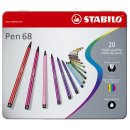 Fasermaler Pen 68 - Metalletui, 20 Farben