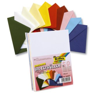 Briefumschlag - C 6, 10 Farben sortiert,  120 g/qm, 50 Stück