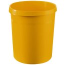 Papierkorb GRIP, 18 Liter, rund, 2 Griffmulden, extra stabil, gelb