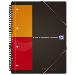 International Meetingbook-2 in 1 Block  Gummizugmappe,A4+,kariert,80 Blatt,grau