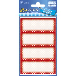 Avery Zweckform® Z-Design 59670, Marmeladen Etiketten, weiße Punkte auf rotem Hintergrund, 3 Bogen/12 Etiketten