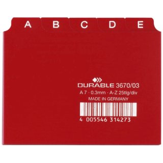 Durable Leitregister A-Z, Kunststoff, DIN A7 quer, rot