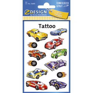 Avery Zweckform® Z-Design 56685, Kinder Tattoos, Rennfahrzeuge, 1 Bogen/12 Tattoo