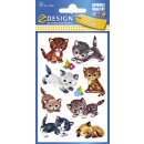 Z-Design 4346, Kinder Sticker, Katzen, 3 Bogen/30 Sticker