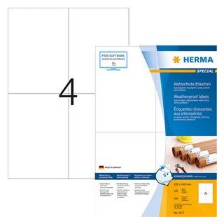 Herma 4454 Etiketten Premium A4, weiß 105x144 mm Papier matt 400 St.