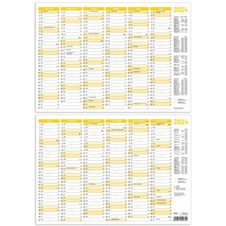Tischkalender A5, 6 Monate je auf Vorder- und Rückseite, 210 x 148 mm gelb