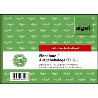 Kassenbestätigung A6/2x40BL SIGEL SD026 SD