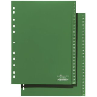 Durable Zahlenregister - Hartfolie, 1 - 52, grün, A4, 52 Blatt