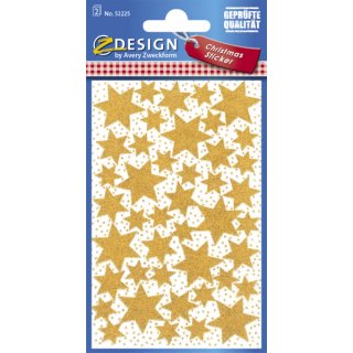 Avery Zweckform® Z-Design 52225, Weihnachtssticker, Sterne, 2 Bogen/86 Sticker