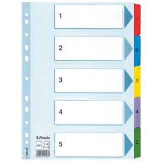 Esselte Kartonregister 1-5, A4, Karton, 5 Blatt, weiss