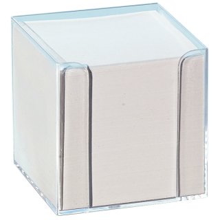 Notizboxen - glasklar, ca. 700 Blatt - weiß, lose