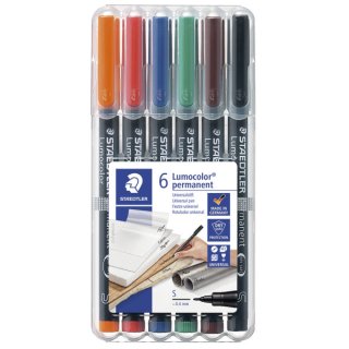 Feinschreiber Universalstift Lumocolor® permanent, S, STAEDTLER Box mit 6 Farben