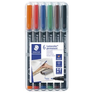 Feinschreiber Lumocolor® Universalstift permanent, F, STAEDTLER Box mit 6 Farben