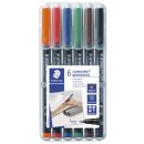 Feinschreiber Lumocolor® Universalstift permanent, F, STAEDTLER Box mit 6 Farben