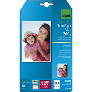 Inkjet Fotopapier Ultra - 10x15 cm, hochglänzend, 260 g/qm, 24 Blatt