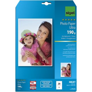 Inkjet Fotopapier Ultra - A4, hochglänzend, 190 g/qm, 20 Blatt