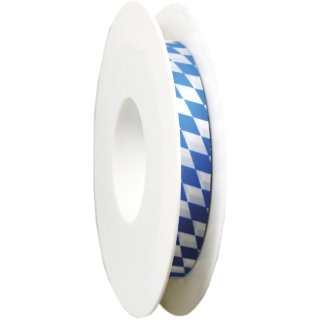 Zier Acetatband - 15 mm x 25 m, Raute, weiß/blau