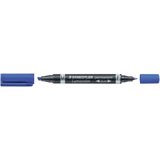 Permanentmarker Lumocolor® duo - nachfüllbar, 0,6 mm und 1,5-4 mm, blau