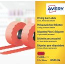 Avery Zweckform® RPLP1226 Etiketten, 12 x 26 mm, 10 Rolle/15.000 Etiketten, rot