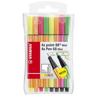 Fineliner point 88® Mini / Fasermaler Pen 68 - Etui "Neon"