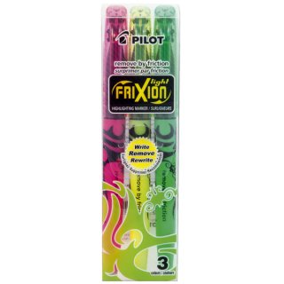 Textmarker Frixion light SW-FL-S3, grün/gelb/pink, Etui mit 3 Stück