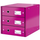Leitz Schubladenbox WOW Click & Store - 3 Laden, pink