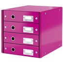 Leitz Schubladenbox WOW Click & Store - 4 Laden, pink