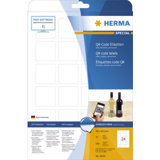 Herma 9642 QR-Code Etiketten A4 40x40 mm quadratisch weiß Papier matt blickdicht 600 St.