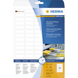 Herma Etiketten strapazierfähig A4 37x13 mm weiß stark haftend Folie matt wetterfest 2125 St.