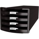 Schubladenbox IMPULS - A4/C4, 4 offene Schubladen, schwarz