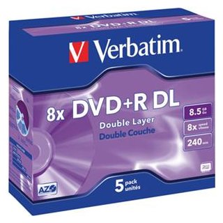 DVD+R DL 8,5GB 8x JC(5) Verbatim DVD DL, Kapazität: 8,5GB